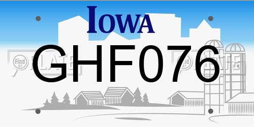 GHF076 Iowa License Plate