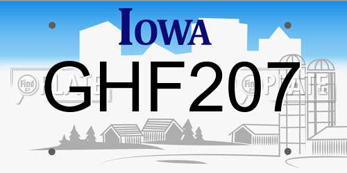 GHF207 Iowa License Plate