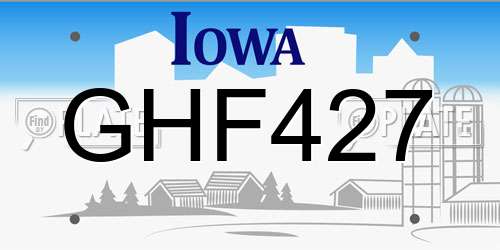 GHF427 Iowa License Plate