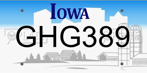 GHG389 Iowa License Plate