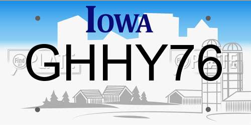 GHHY76 Iowa License Plate