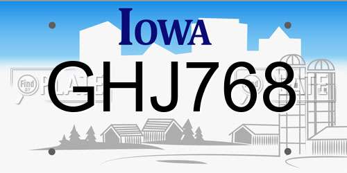 GHJ768 Iowa License Plate