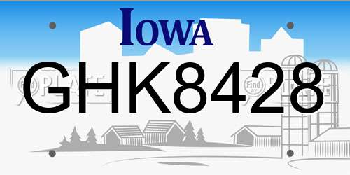 GHK8428 Iowa License Plate