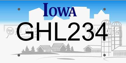 GHL234 Iowa License Plate