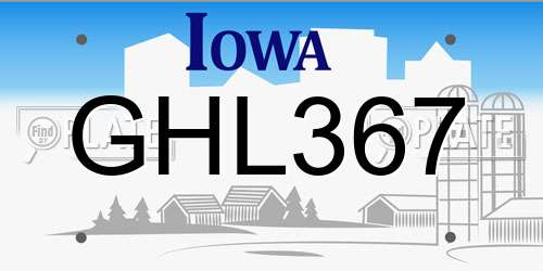 GHL367 Iowa License Plate