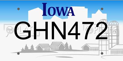 GHN472 Iowa License Plate