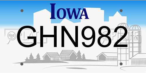 GHN982 Iowa License Plate
