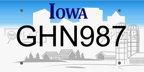 GHN987 Iowa License Plate