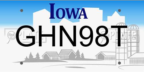 GHN98T Iowa License Plate