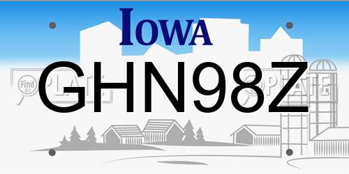 GHN98Z Iowa License Plate