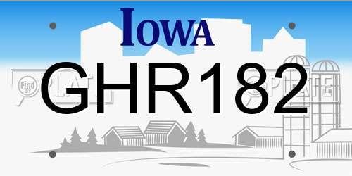 GHR182 Iowa License Plate