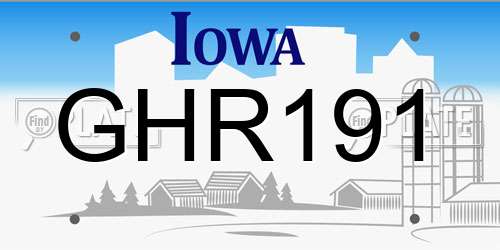 GHR191 Iowa License Plate