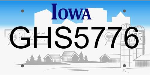 GHS5776 Iowa License Plate