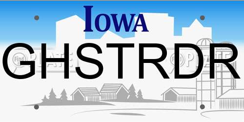 GHSTRDR Iowa License Plate