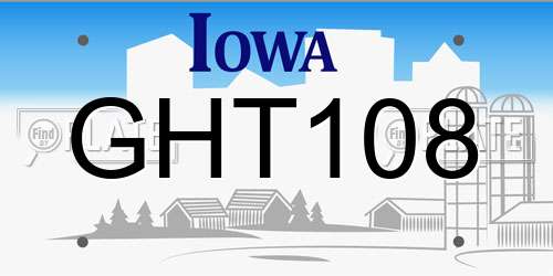GHT108 Iowa License Plate