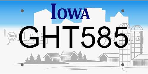 GHT585 Iowa License Plate