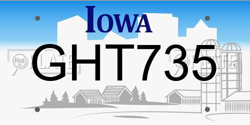 GHT735 Iowa License Plate