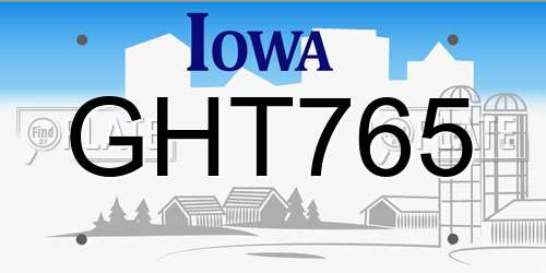 GHT765 Iowa License Plate