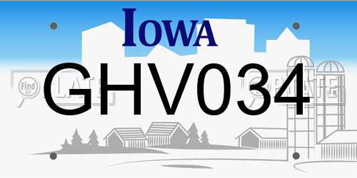 GHV034 Iowa License Plate