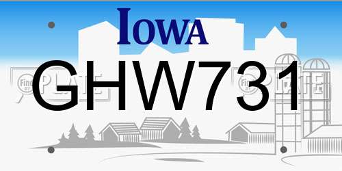 GHW731 Iowa License Plate