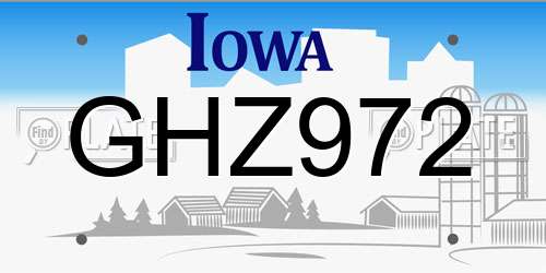 GHZ972 Iowa License Plate
