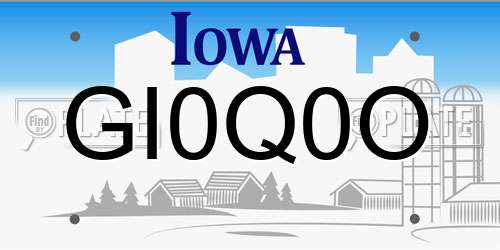 GI0Q0O Iowa License Plate