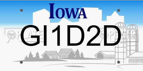 GI1D2D Iowa License Plate