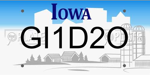 GI1D2O Iowa License Plate