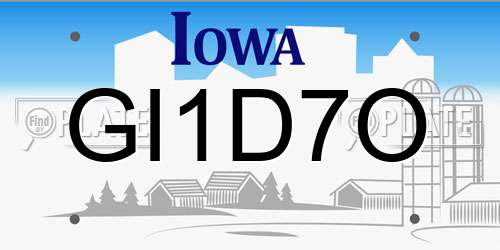GI1D7O Iowa License Plate