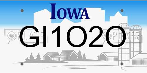 GI1O2O Iowa License Plate
