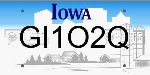 GI1O2Q Iowa License Plate