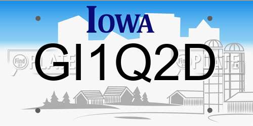 GI1Q2D Iowa License Plate