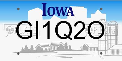GI1Q2O Iowa License Plate