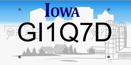 GI1Q7D Iowa License Plate