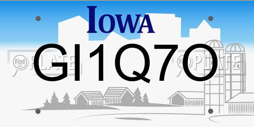 GI1Q7O Iowa License Plate
