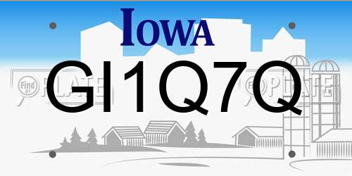 GI1Q7Q Iowa License Plate
