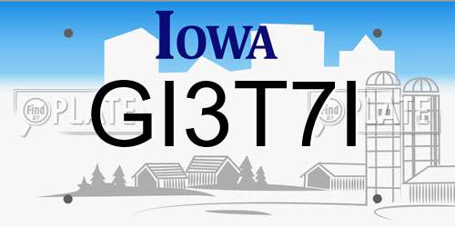 GI3T7I Iowa License Plate