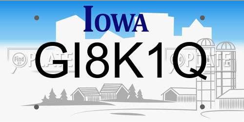 GI8K1Q Iowa License Plate