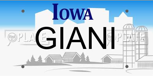 GIANI Iowa License Plate