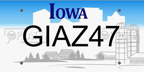 GIAZ47 Iowa License Plate