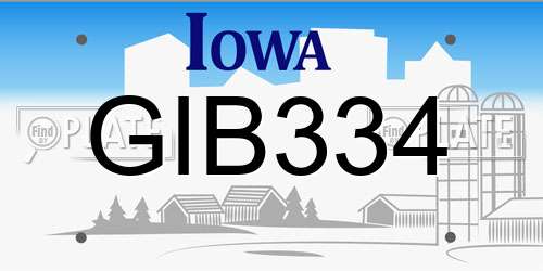 GIB334 Iowa License Plate