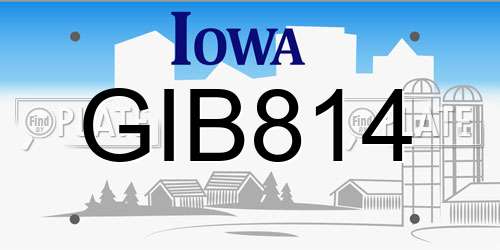 GIB814 Iowa License Plate
