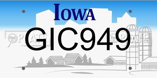 GIC949 Iowa License Plate