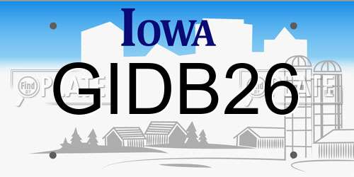 GIDB26 Iowa License Plate