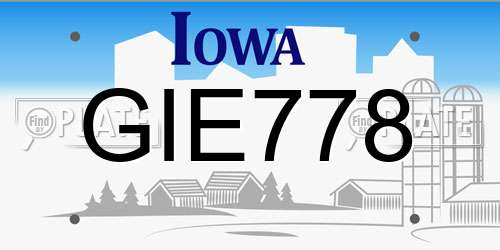 GIE778 Iowa License Plate