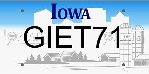 GIET71 Iowa License Plate