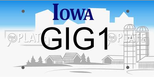 GIG1 Iowa License Plate