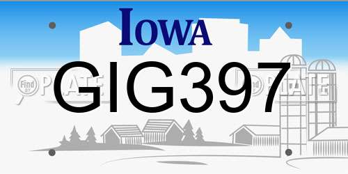GIG397 Iowa License Plate