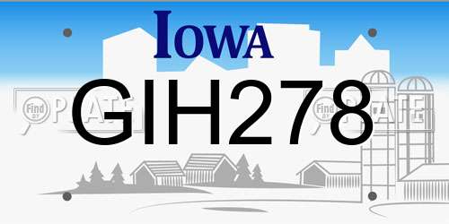 GIH278 Iowa License Plate