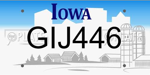 GIJ446 Iowa License Plate